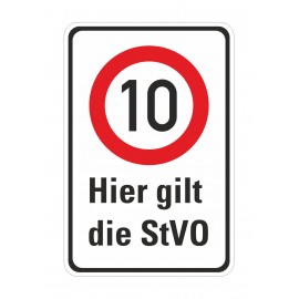Kombiverkehrszeichen "10 km/h / StVO gilt"