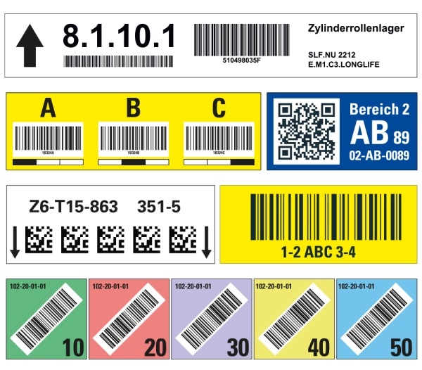 Beispiele für Regalkennzeichnungen und Lagerkennzeichungen